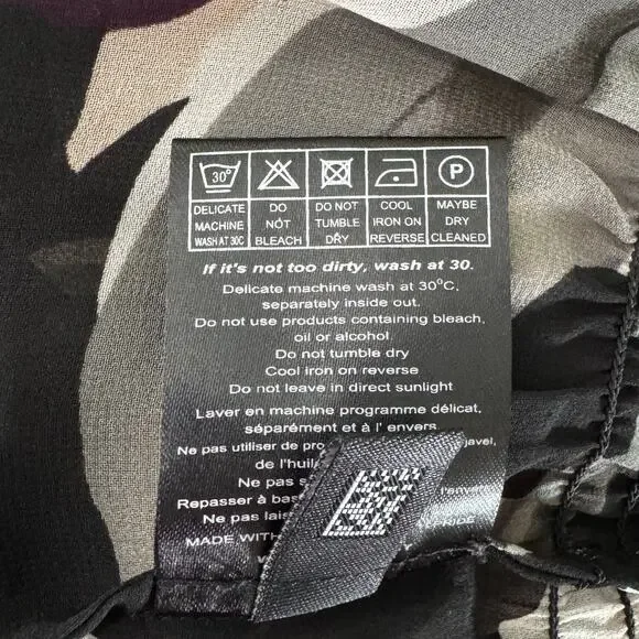 Ted Baker Blouse Size 8 Floral Chiffon Pullover Ruffle Sleeves Cowl Neck Top - Picture 10 of 10